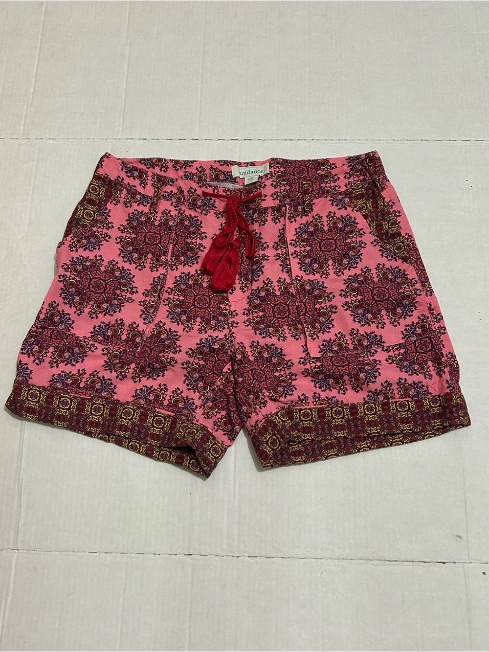 Sundance Women's Size S Linen Blend Bohemian  Drawstring Print Shorts